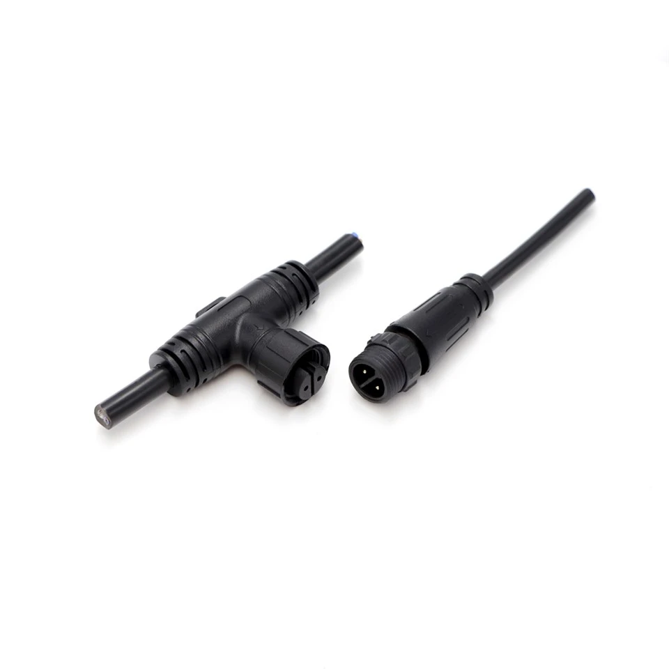 M12 2-6 Kaištis T-Tipo vandeniui atsparus modulinis kabelis su 10 mm pagrindiniu kabeliu IP67